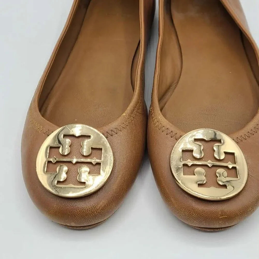 Tory Burch Minnie Travel Ballet Flats Tan (Carmel) size 8